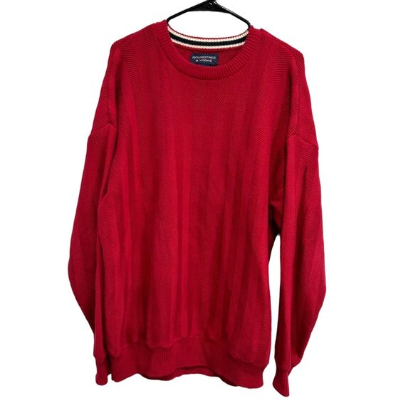Roundtree & Yorke Red Crewneck Long Sleeve Sz XL - Picture 1 of 8